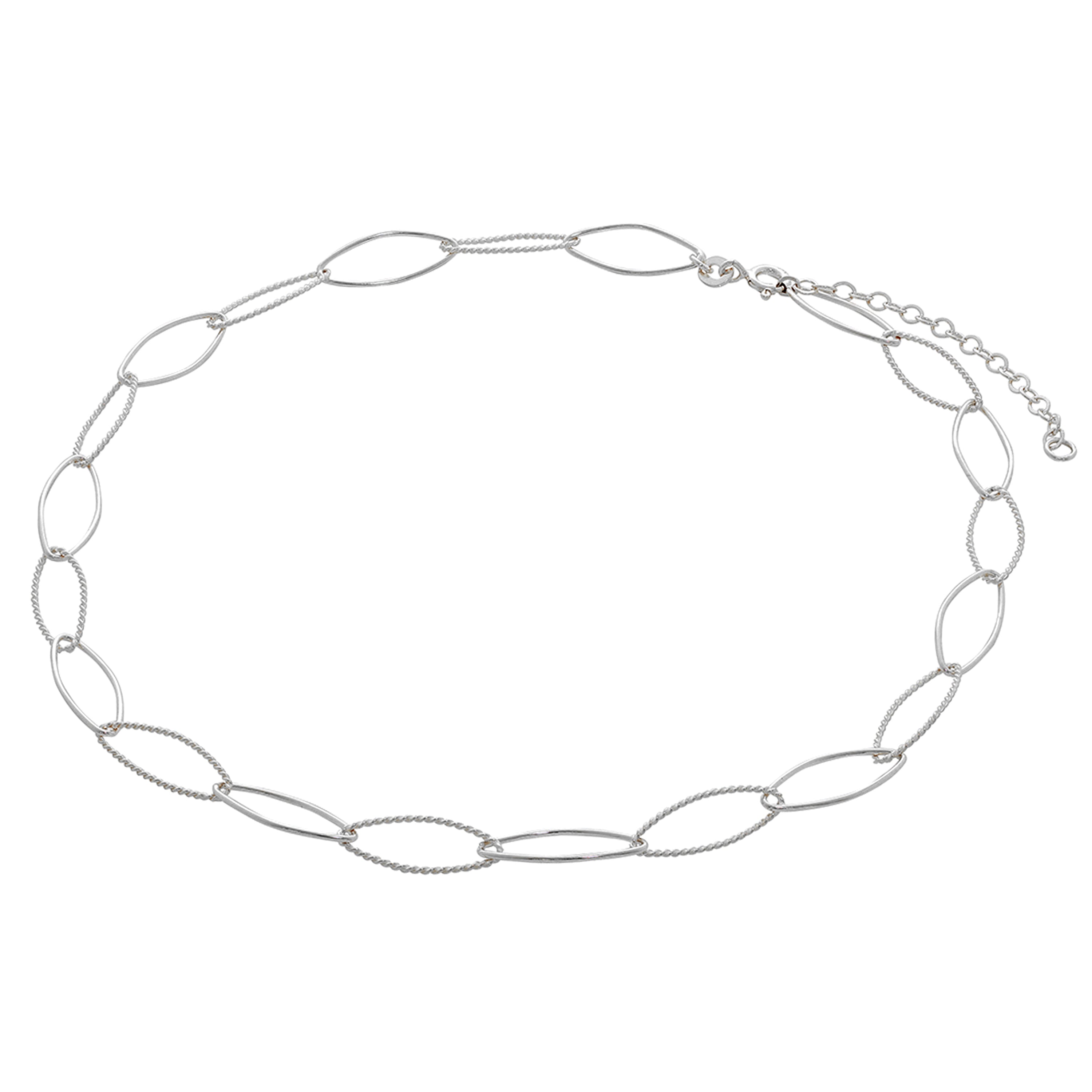 Sterlingsilber Gedreht Oval Kettenglied Halskette 35,5 + 5 cm