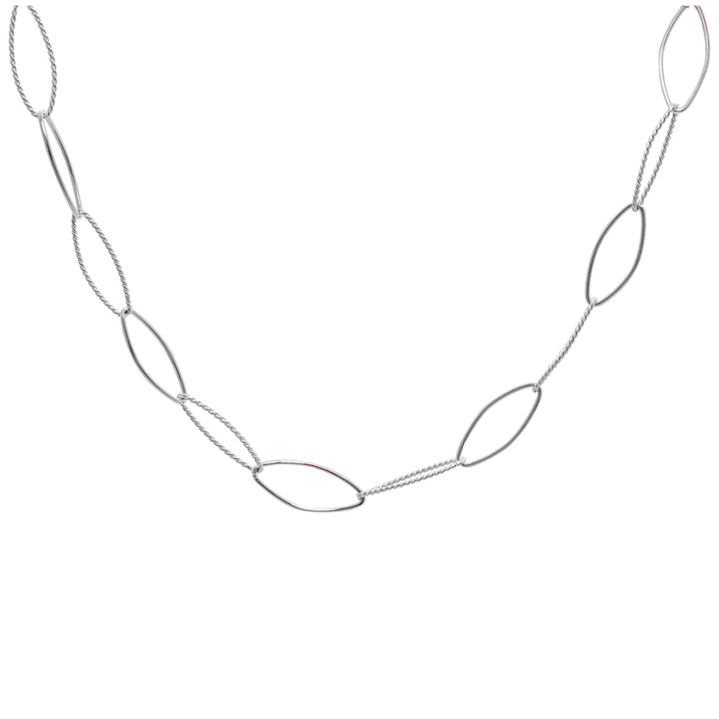 Sterlingsilber Gedreht Oval Kettenglied Halskette 35,5 + 5 cm