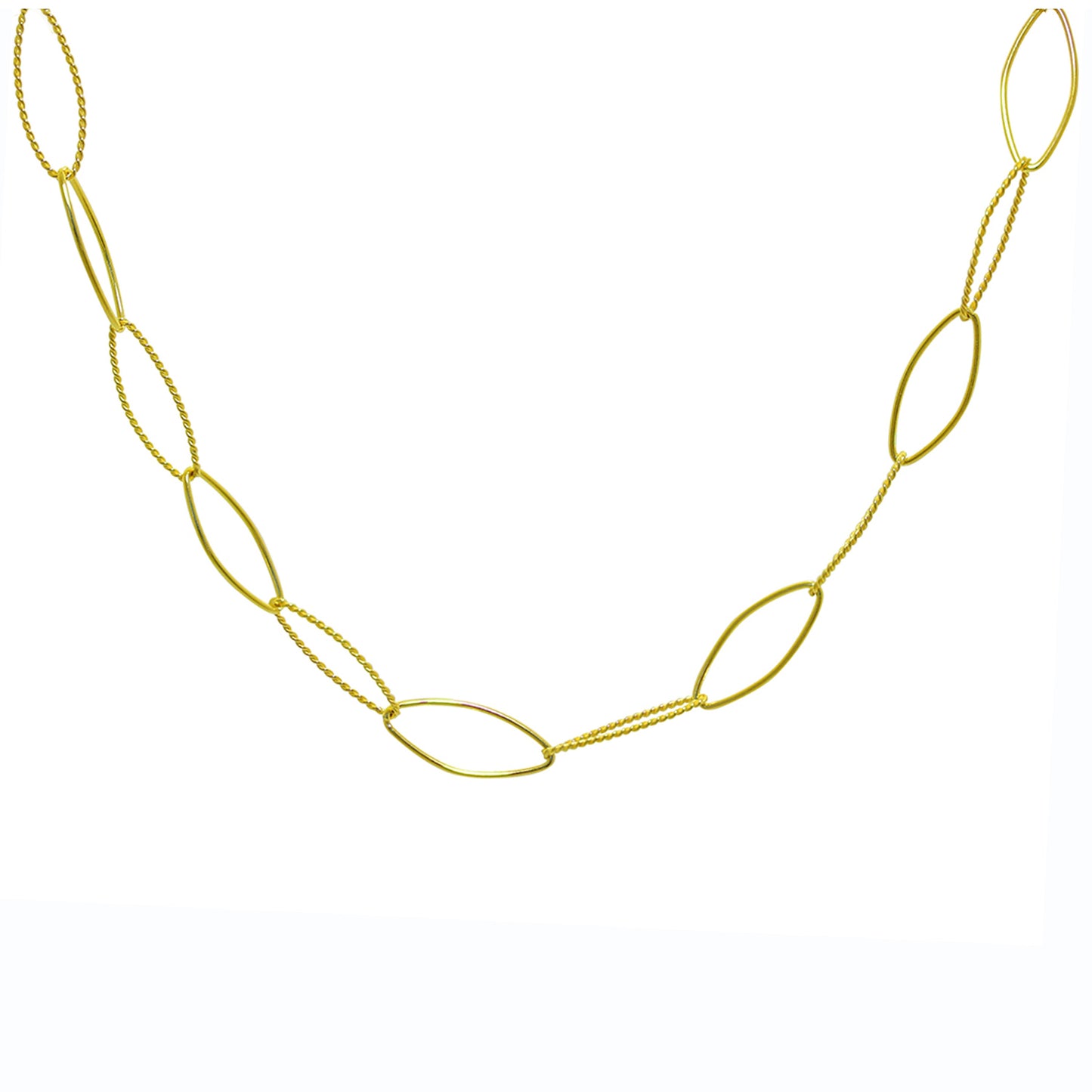 Gold Plated Sterling Silver Oval Link Necklace 14+2 Inches