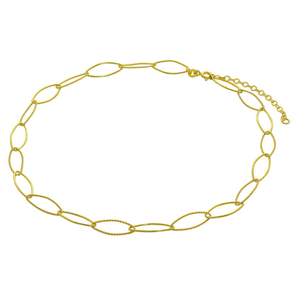 Vergoldet Sterlingsilber Oval Kettenglied Halskette 35,5 + 5cm