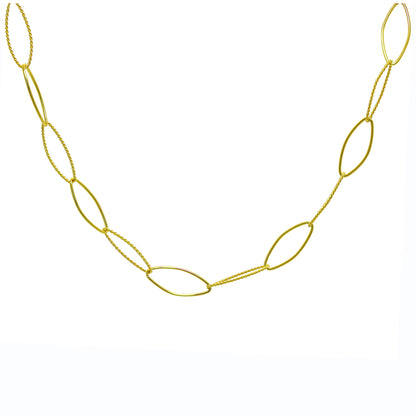 Vergoldet Sterlingsilber Oval Kettenglied Halskette 35,5 + 5cm