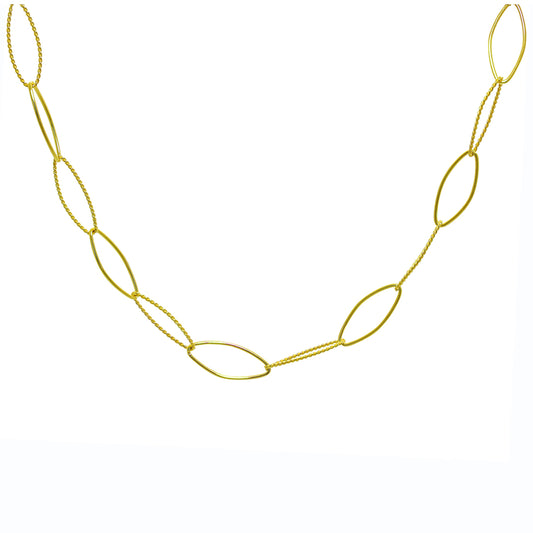 Vergoldet Sterlingsilber Oval Kettenglied Halskette 35,5 + 5cm