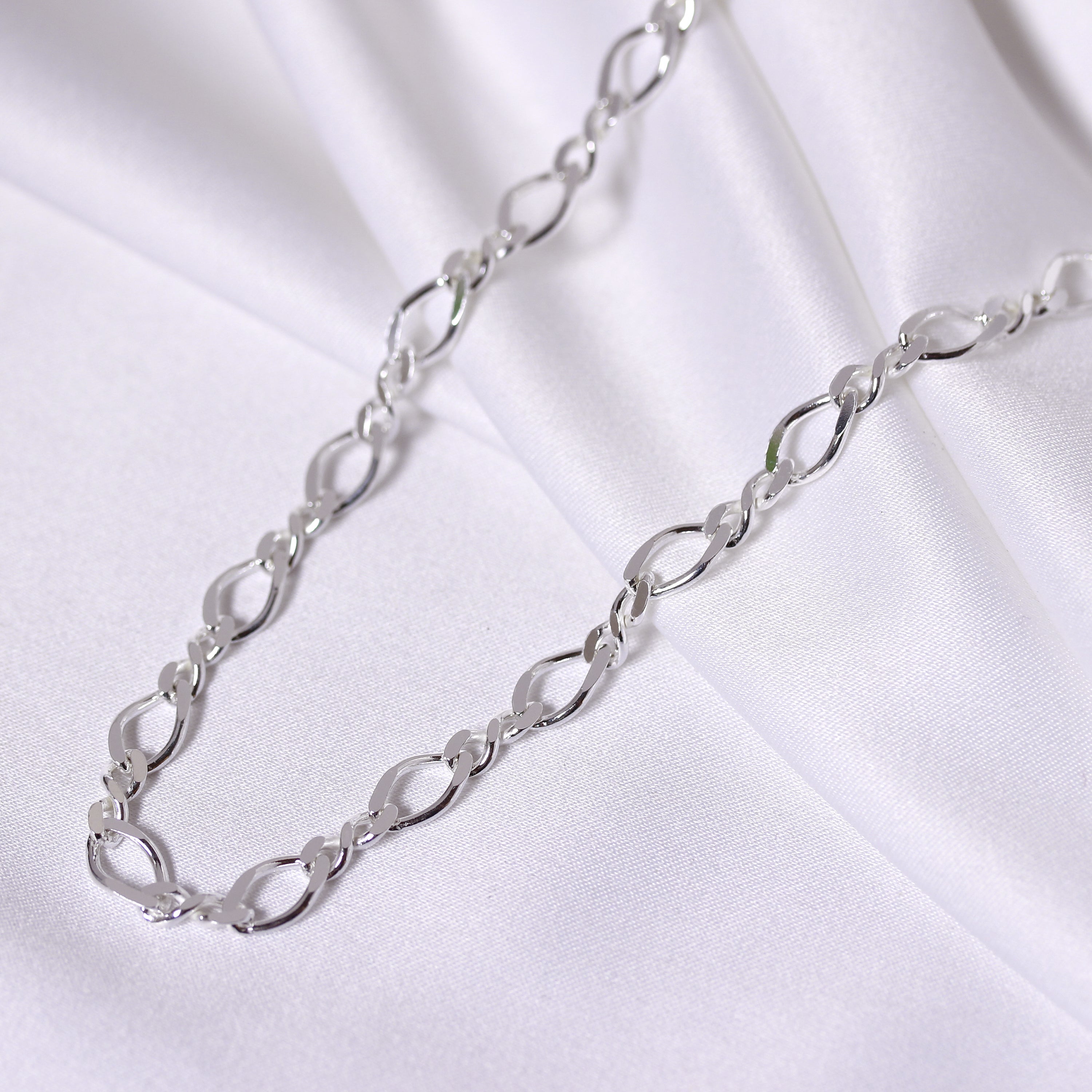 Sterlingsilber Figaro Gedreht Kettenglied Halskette 16 - 45,5 cm