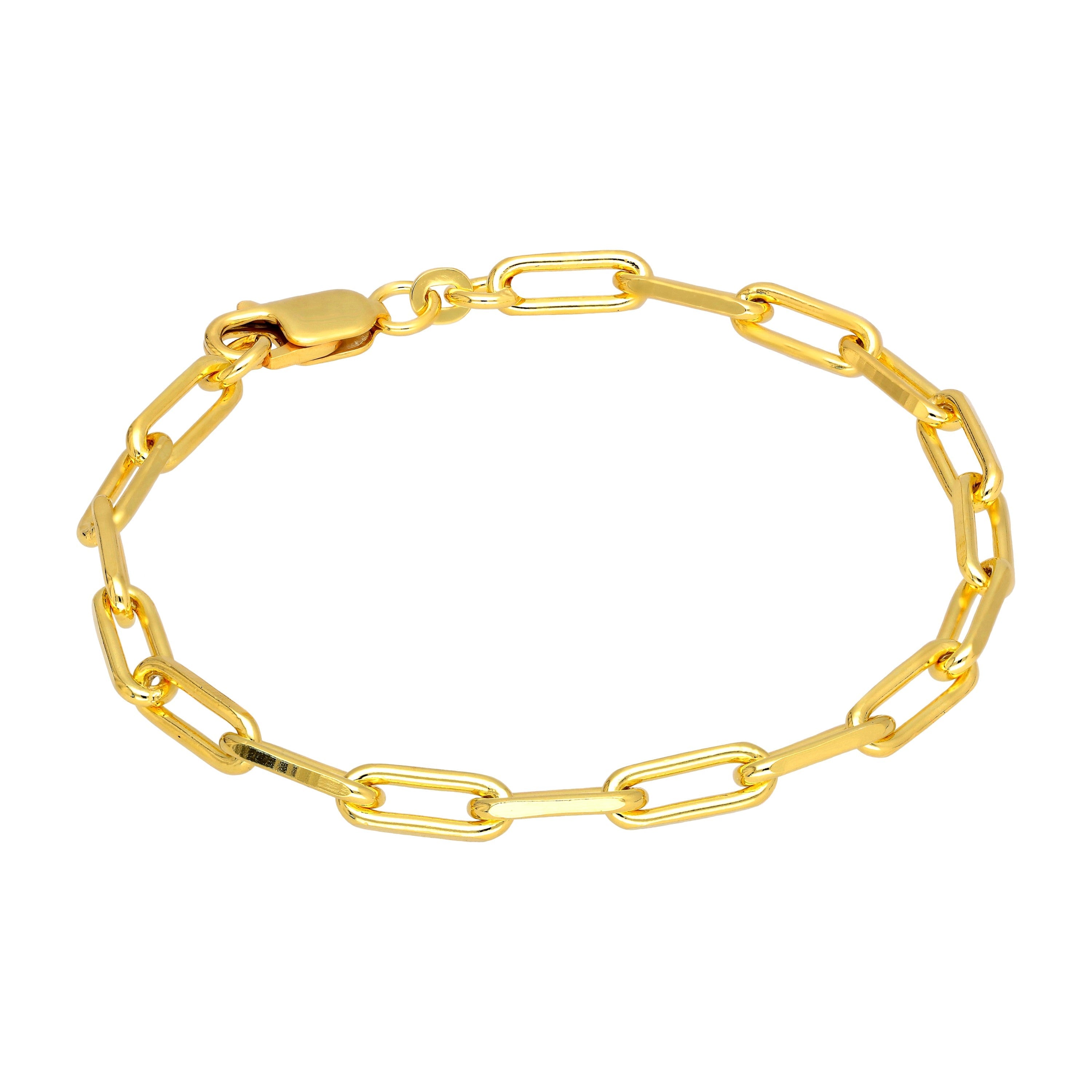 Vergoldet Sterlingsilber Lang Kettenglied Armband 18 cm
