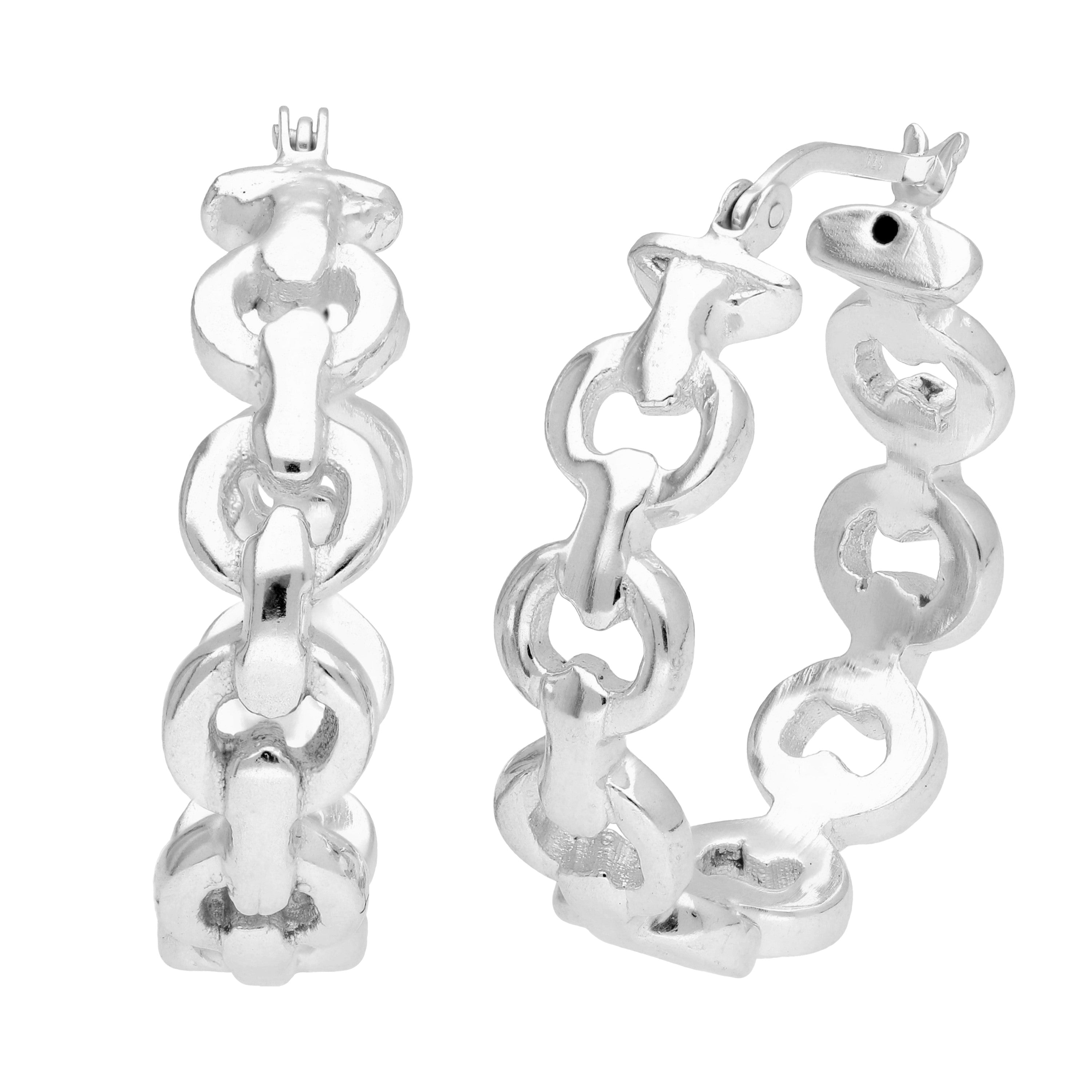 Sterlingsilber Rund Klobig Kettenglied 28 mm Creolen Ohrringe