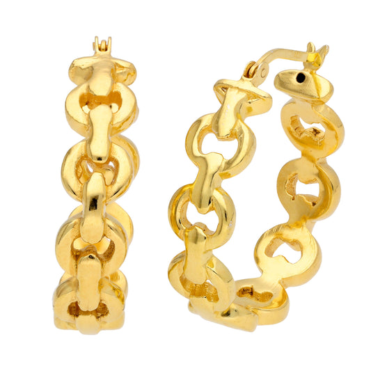 Vergoldet Sterlingsilber Klobig Kettenglied 28mm Creolen Ohrringe