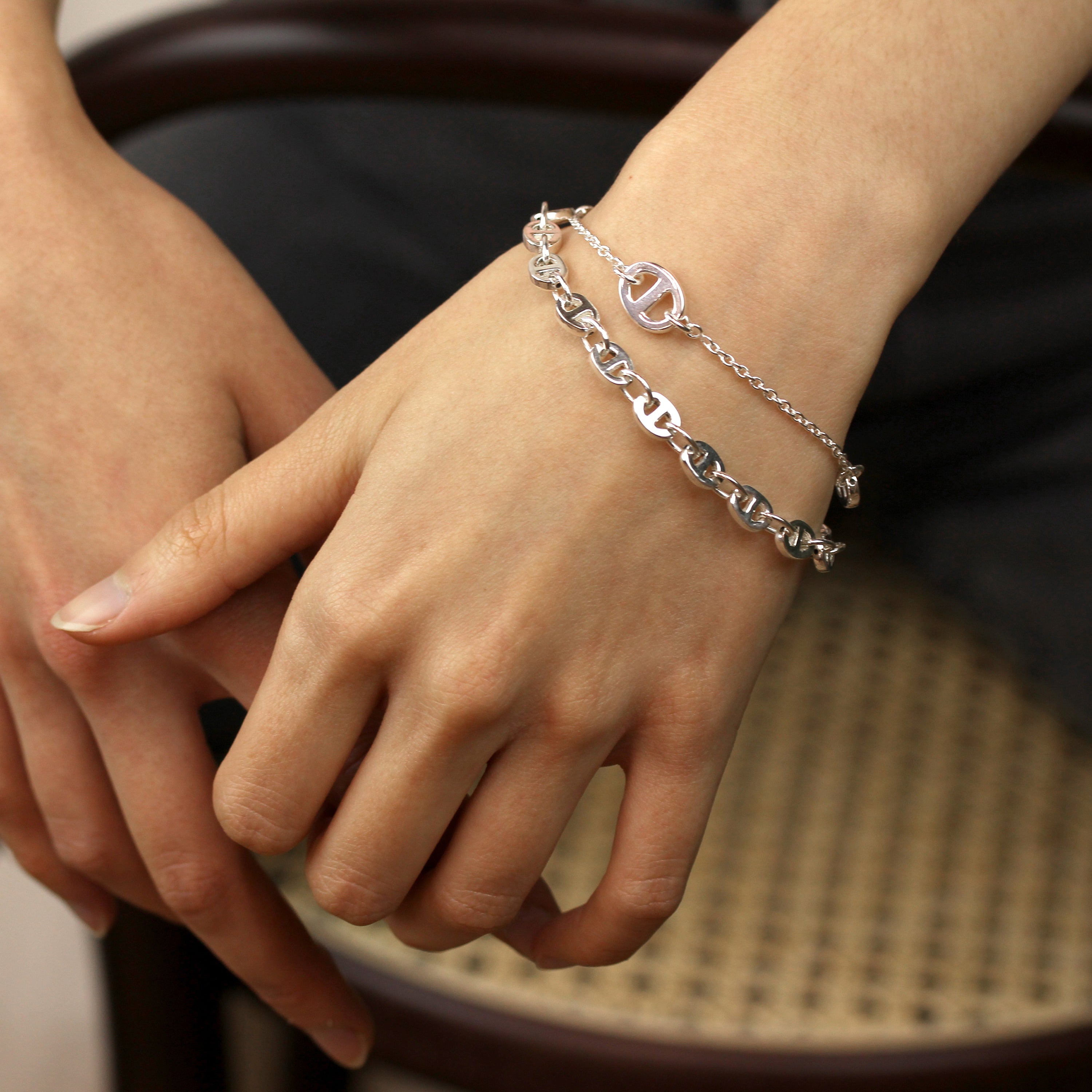 Sterlingsilber Klobig Kettenglied Armband 19 cm