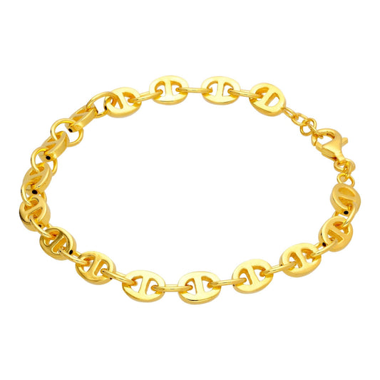 Yellow Gold Plated Sterling Silver Large Chunky Link Chain Bracelet