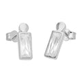 Sterlingsilber Pompon Kügelchen Baguetteschliff CZ Ohrstecker