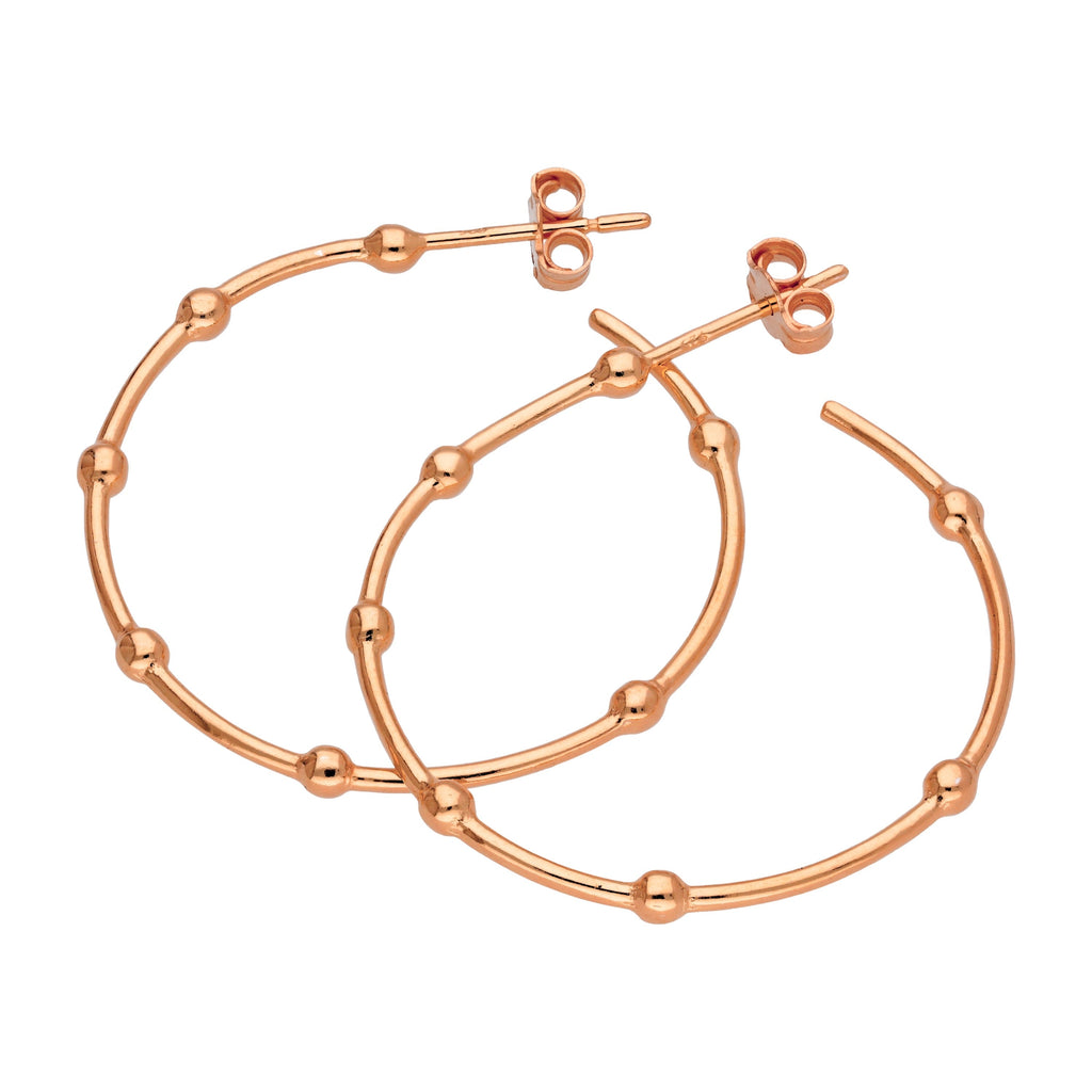Rosévergoldet Sterlingsilber Pompon Creolen Ohrstecker