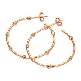 Rosévergoldet Sterlingsilber Pompon Creolen Ohrstecker