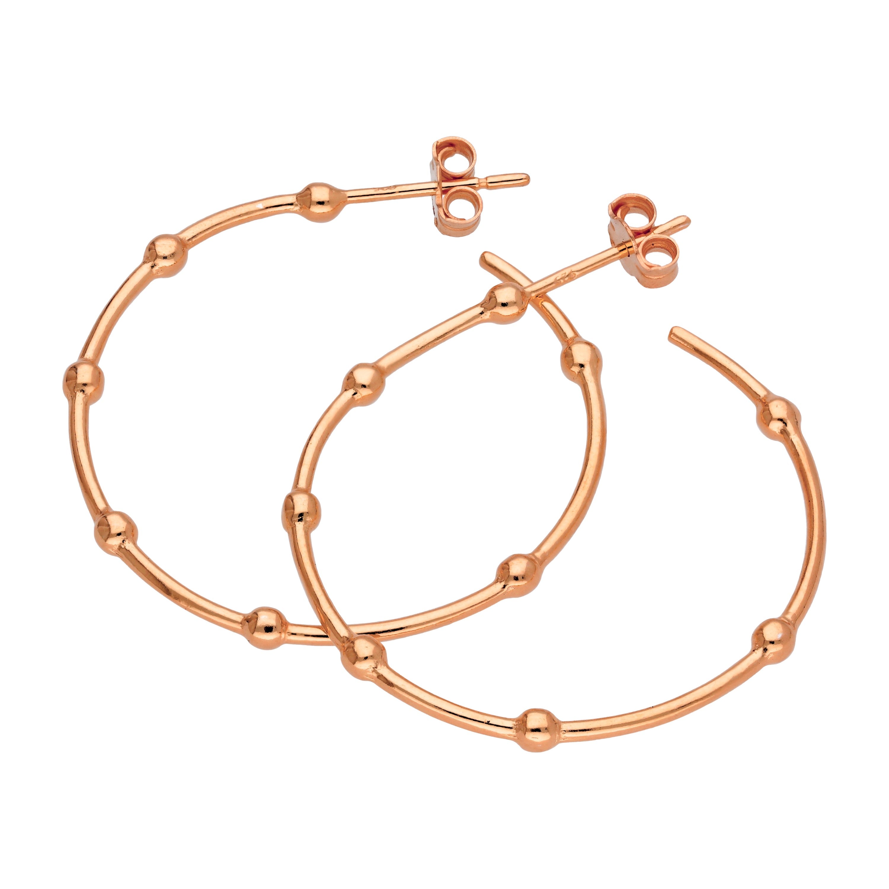 Rosévergoldet Sterlingsilber Pompon Creolen Ohrstecker