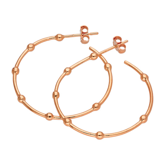 Rosévergoldet Sterlingsilber Pompon Creolen Ohrstecker