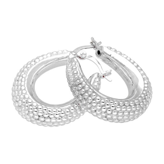 Sterlingsilber Hohl Kunstperlen Klobig Oval Creolen Ohrringe