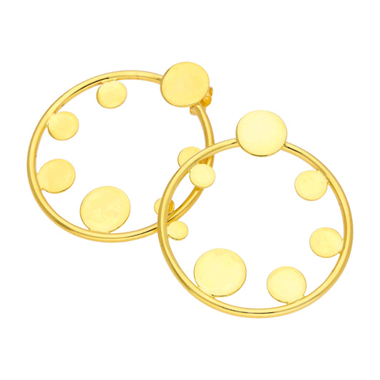 Large Gold Plated Sterling Silver Open Round Stud Earrings