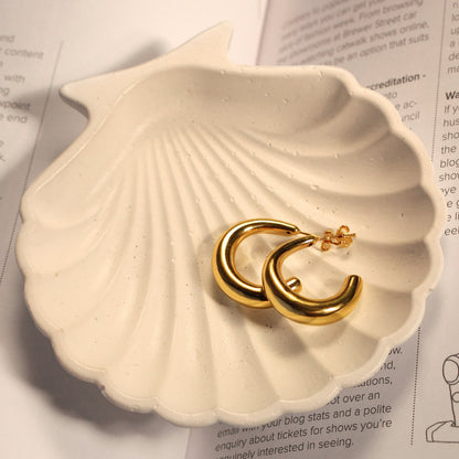 Vergoldet Sterlingsilber Klobig Offen Creolen Hänge Ohrstecker