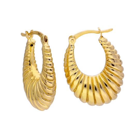 Vergoldet Sterlingsilber Liniert 18mm Creolen Ohrringe