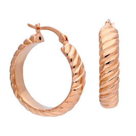Roségoldbeschichtete Sterlingsilber Twisted 26 mm Creolen