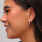 Rosévergoldet Sterlingsilber CZ 15 mm Klappcreolen Ohrringe