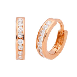 Rosévergoldet Sterlingsilber CZ 14 mm Klappcreolen Ohrringe