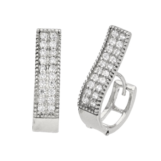 Sterlingsilber CZ Doppel Kleid Klappcreolen Ohrringe