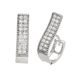 Sterlingsilber CZ Doppel Kleid Klappcreolen Ohrringe