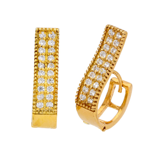 Vergoldet Sterlingsilber CZ Kleid Klappcreolen Ohrringe