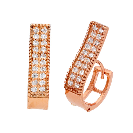 Rose vergoldetes Sterling Silber CZ Kleid Huggie Hoop Ohrringe