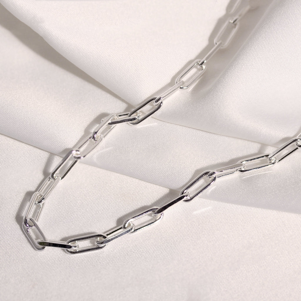Sterlingsilber Lang Kettenglied Halsband Halskette 35,5 - 40,5 cm