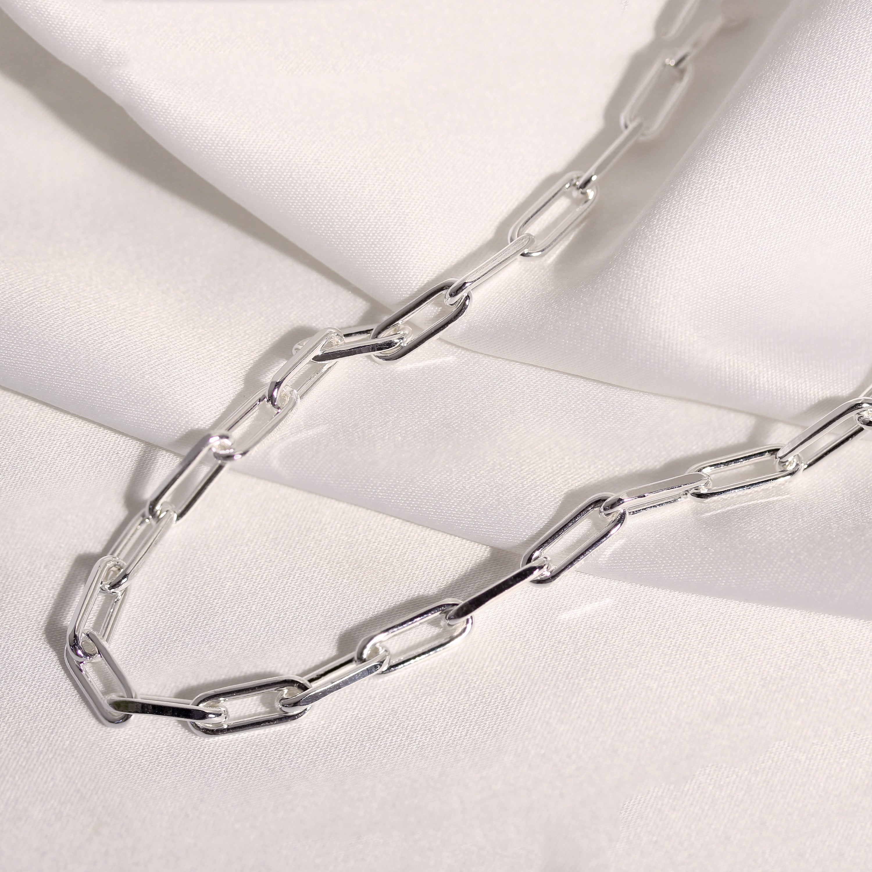 Sterlingsilber Lang Kettenglied Halsband Halskette 35,5 - 40,5 cm