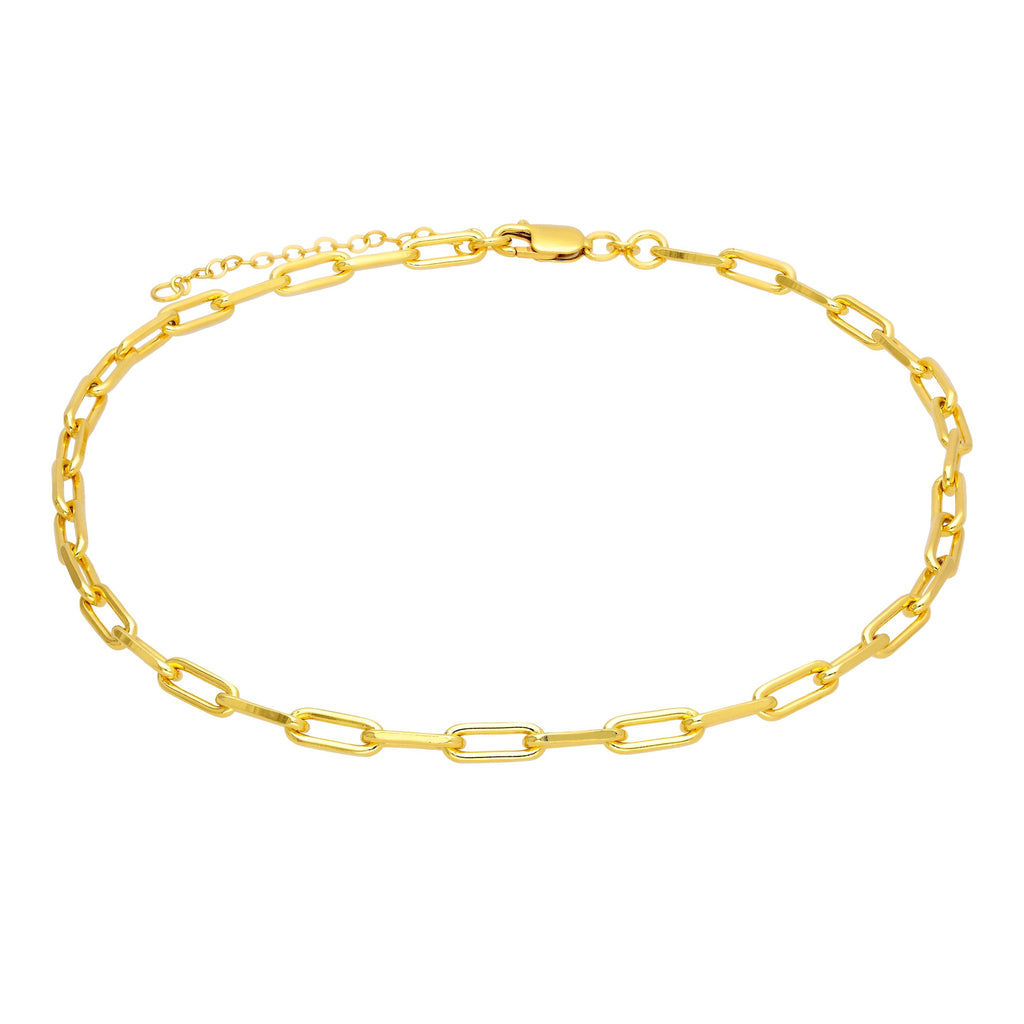 Vergoldet Sterlingsilber Lang Kettenglied Halsband Halskette 35,5 - 40,5 cm