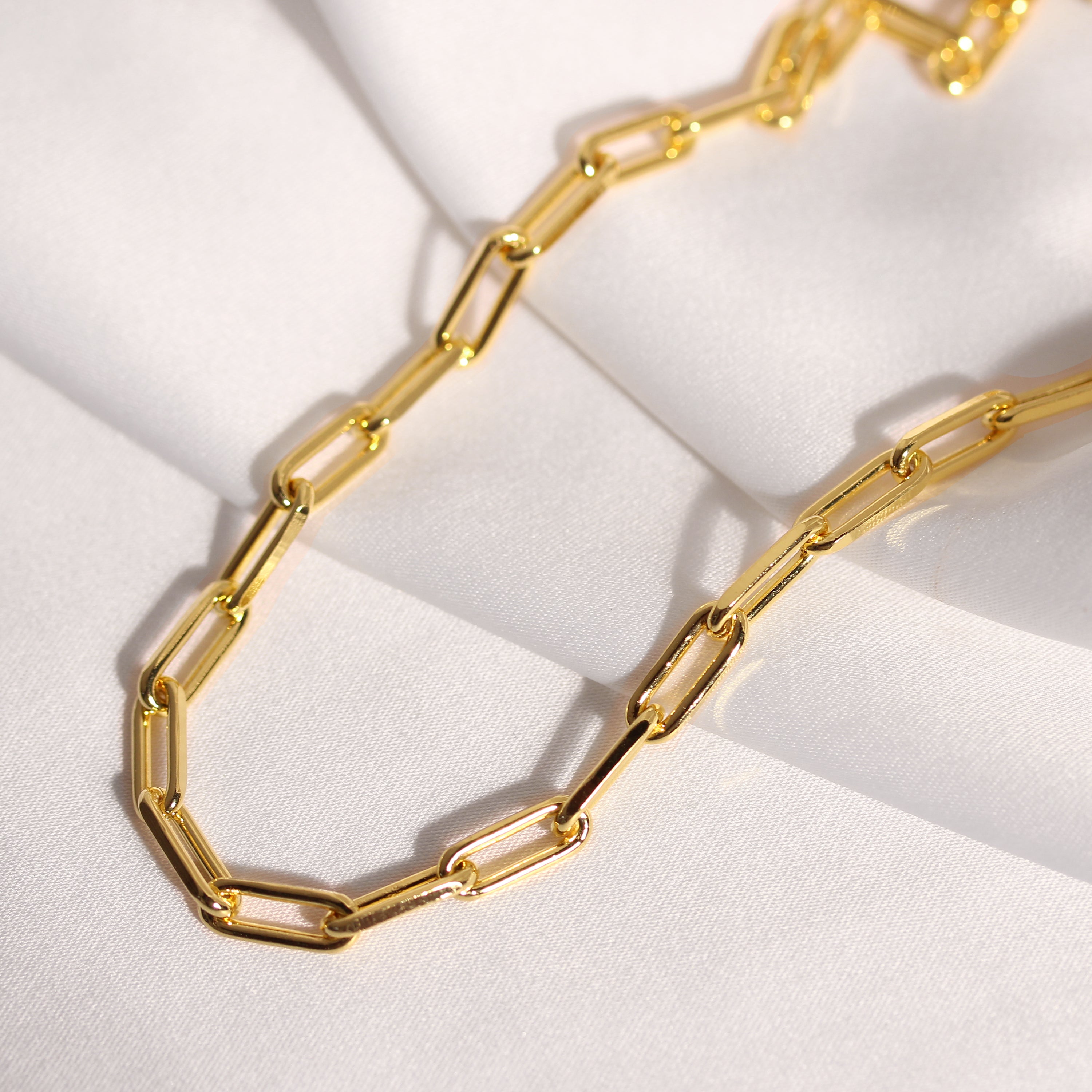 Vergoldet Sterlingsilber Lang Kettenglied Halsband Halskette 14 - 40,5 cm