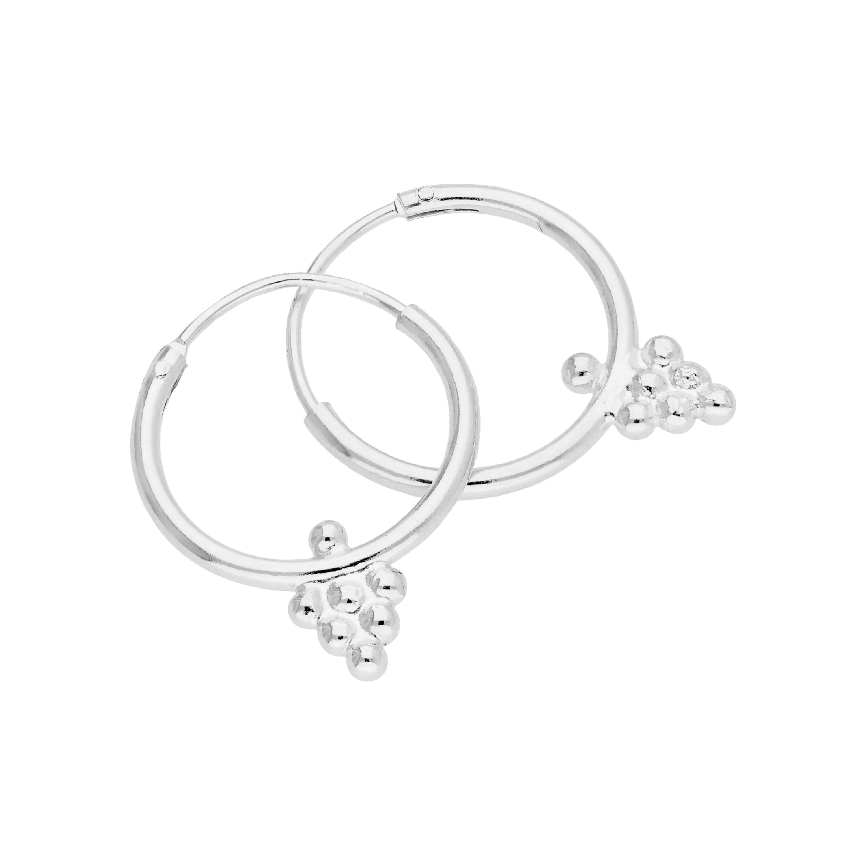 Sterlingsilber Pompon Kügelchen Diamant 14 mm Creolen Ohrringe
