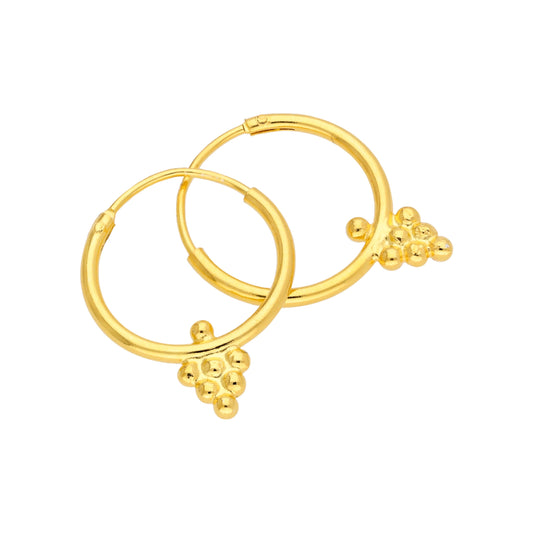 Vergoldet Sterlingsilber Kügelchen Diamant 14mm Creolen Ohrringe