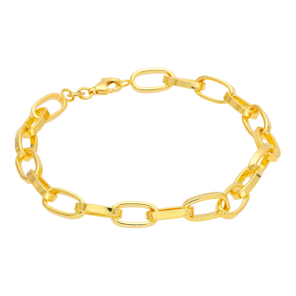 Schwer Vergoldet Sterlingsilber Kettenglied Armband 18 cm