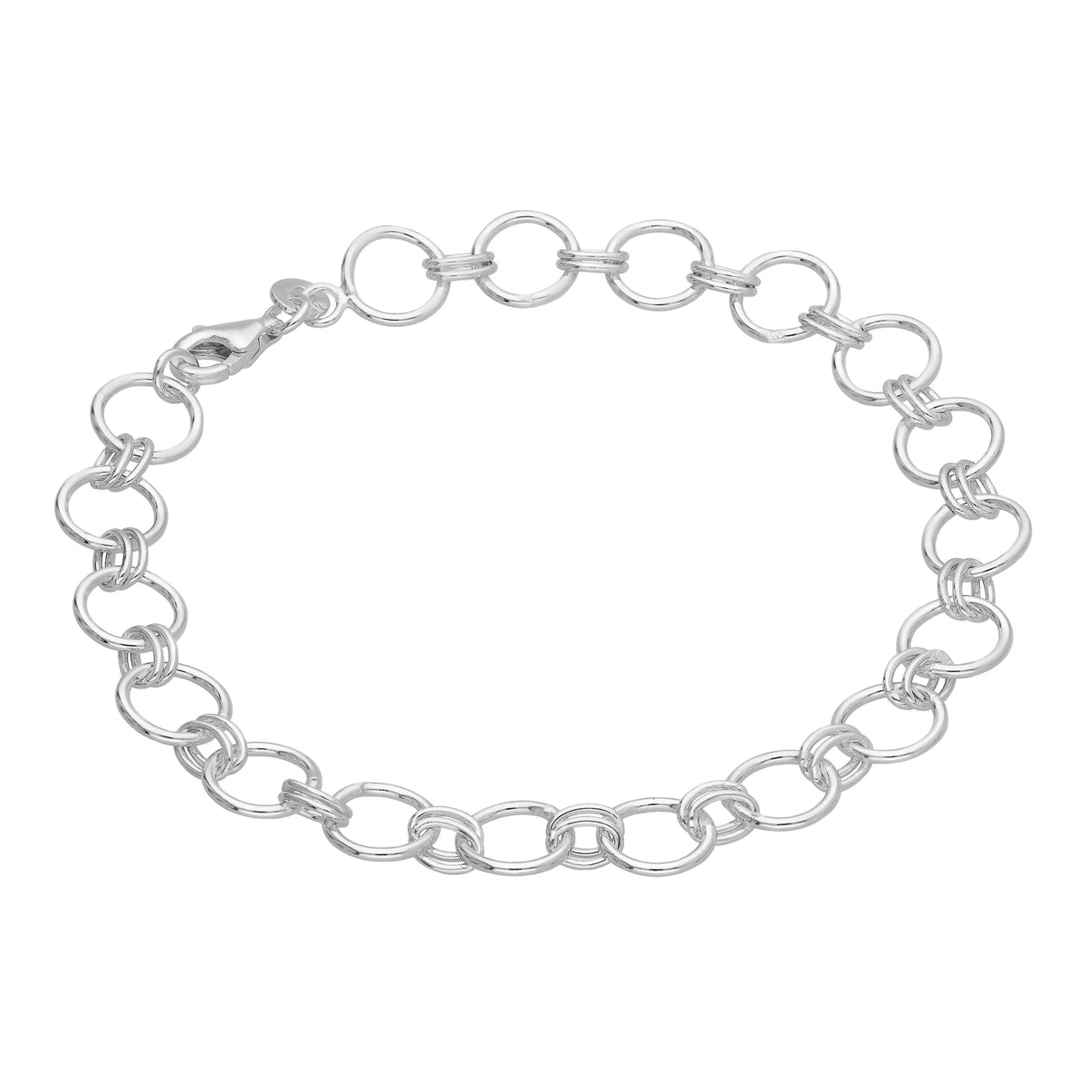 Armband aus Sterlingsilber mit runden Kettengliedern, 18 cm