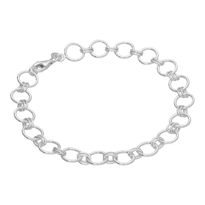 Sterlingsilber Rund Kettenglied Armband 18cm