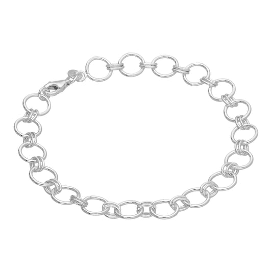 Sterlingsilber Rund Kettenglied Armband 18cm