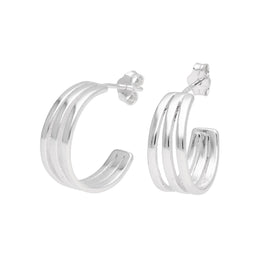Sterlingsilber Dreifach Linie Offen Creolen Ohrstecker