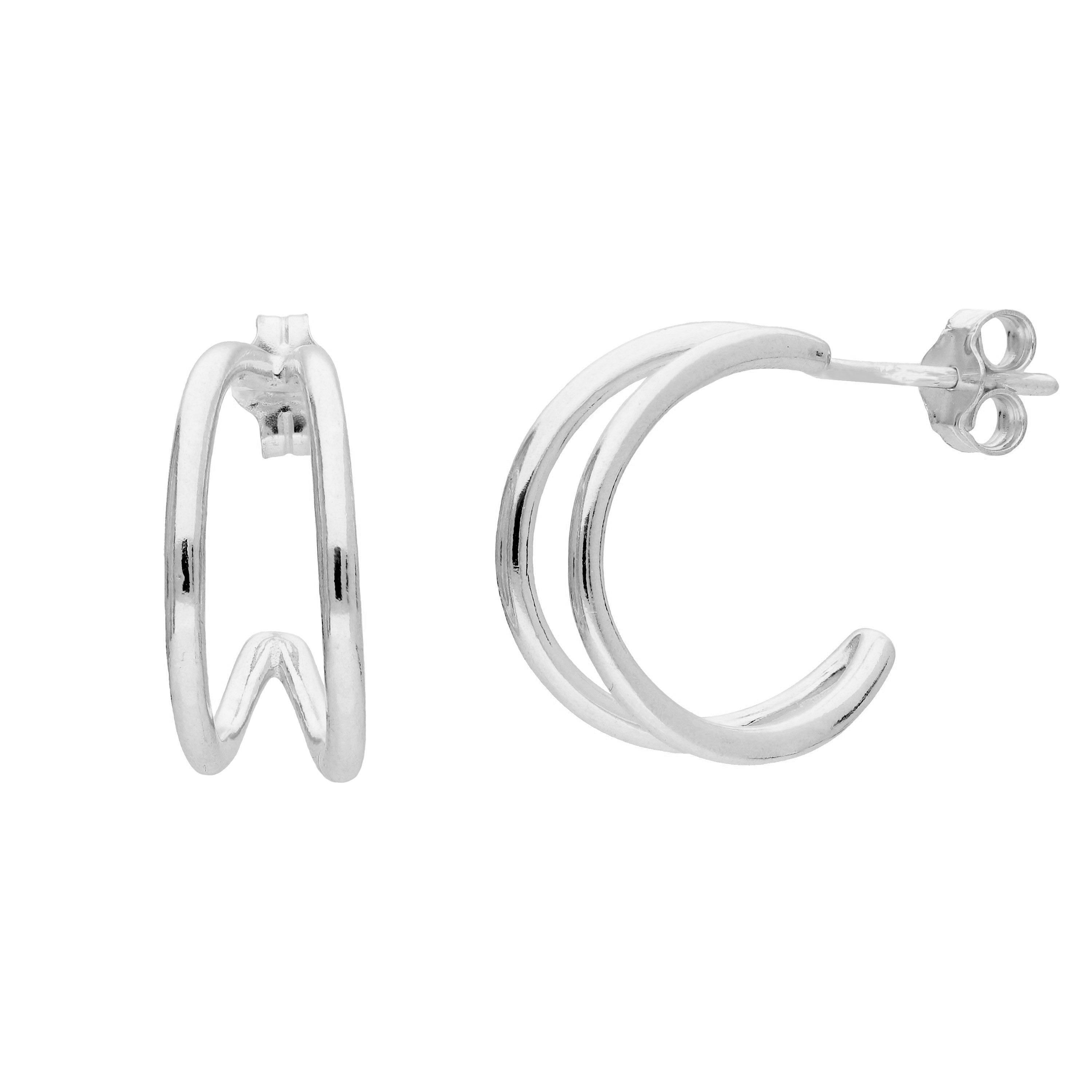 Sterlingsilber Doppel Linie Kralle Creolen Ohrstecker