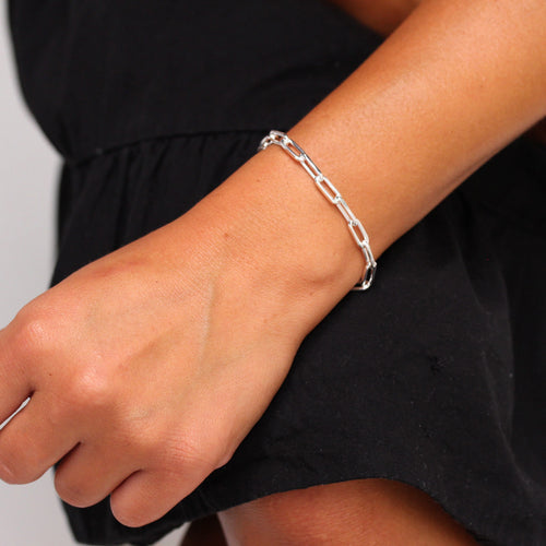 Sterlingsilber Lang Kettenglied Armband 19 cm