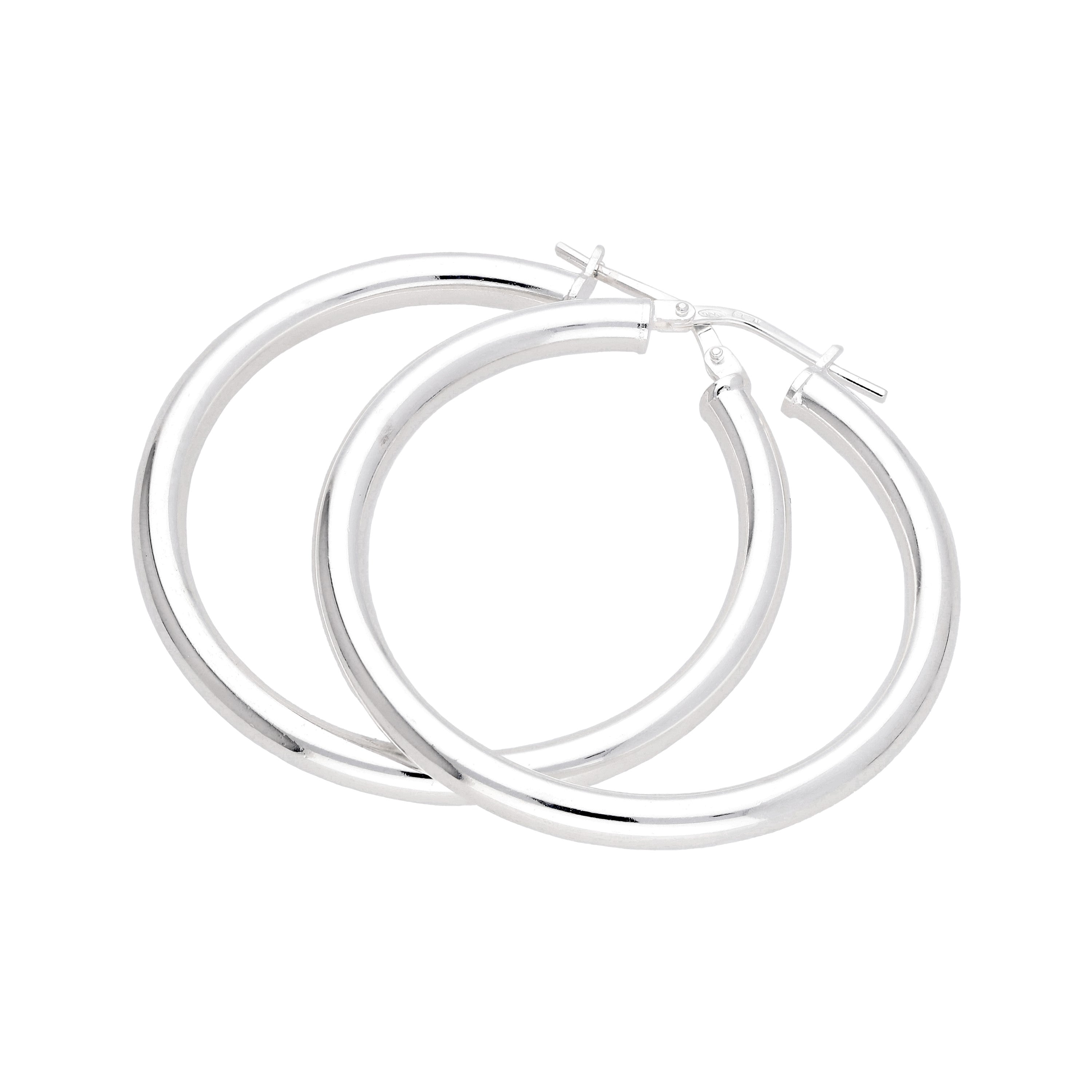 Sterlingsilber Einfach 35 mm Creolen Ohrringe
