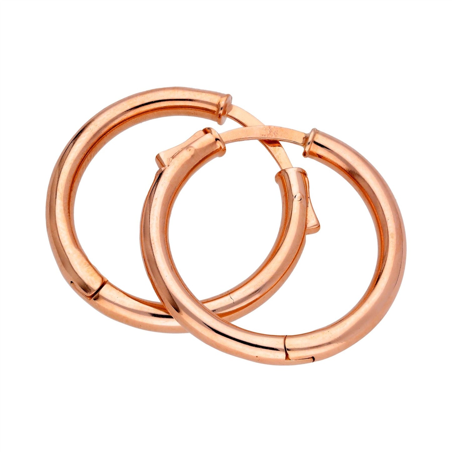 Roségoldbeschichtete Sterling Silber Push-Button 25 mm Creolen