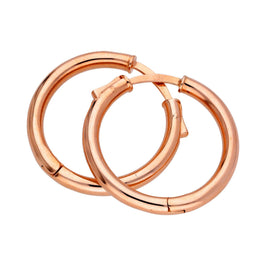 Roségoldbeschichtete Sterlingsilber Push-Button 25 mm Creolen