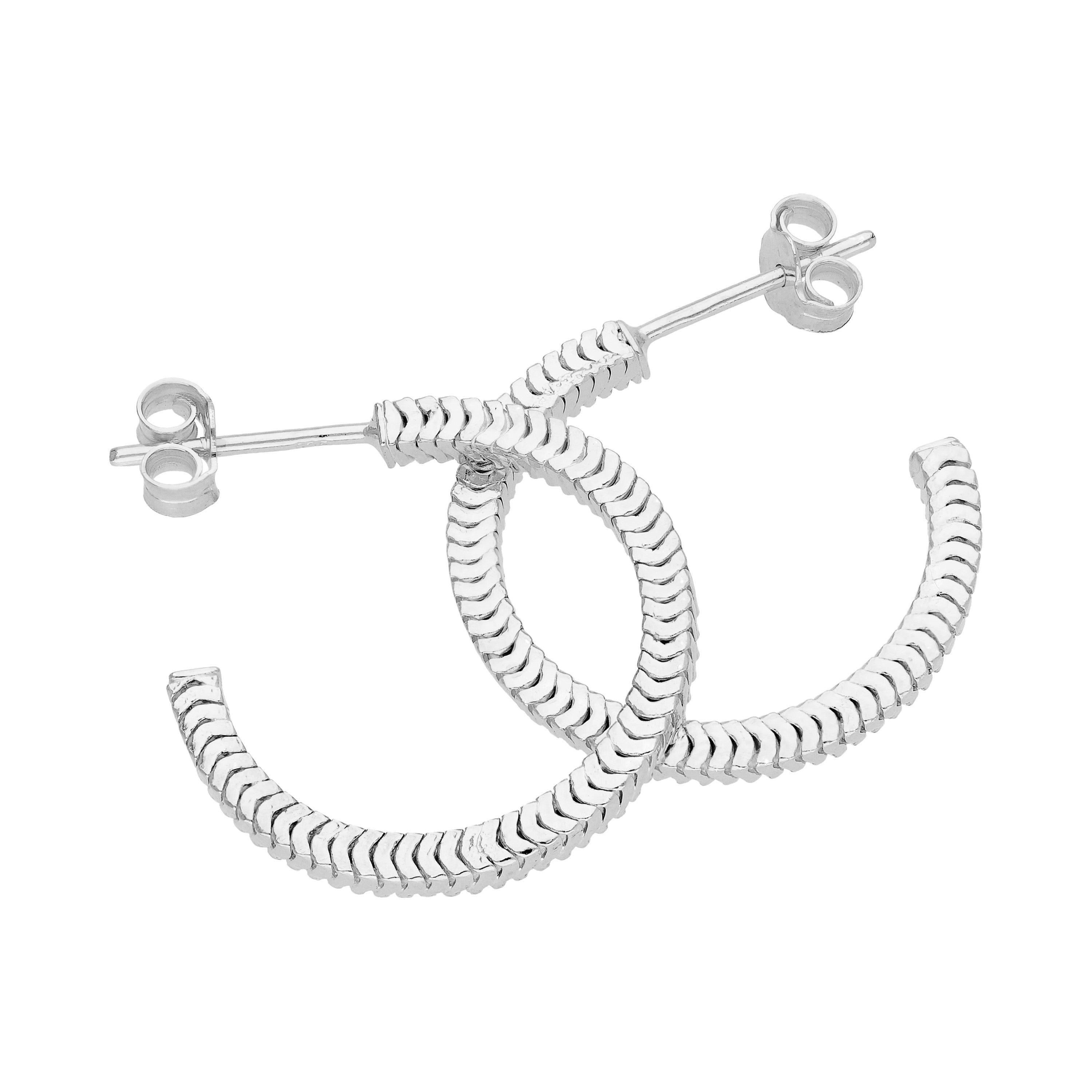 Sterlingsilber Quadratisch Schlangenkette 20 mm Creolen Ohrstecker
