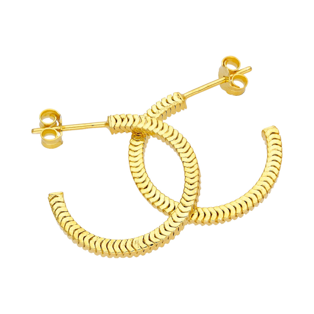 Vergoldet Sterlingsilber Quadratisch Schlangenkette 20 mm Creolen Ohrstecker