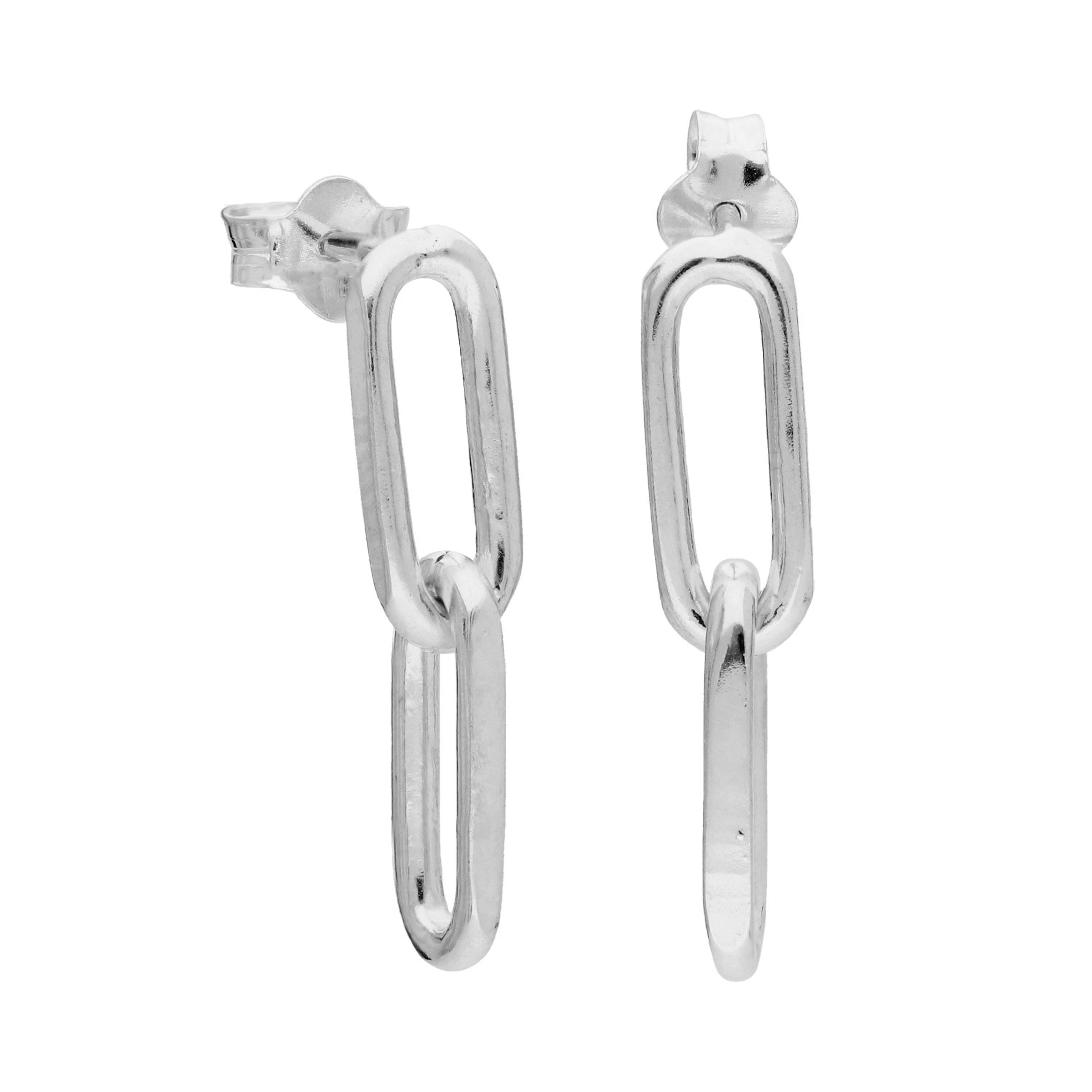 Sterlingsilber Lang Kettenglied Hänge Ohrstecker