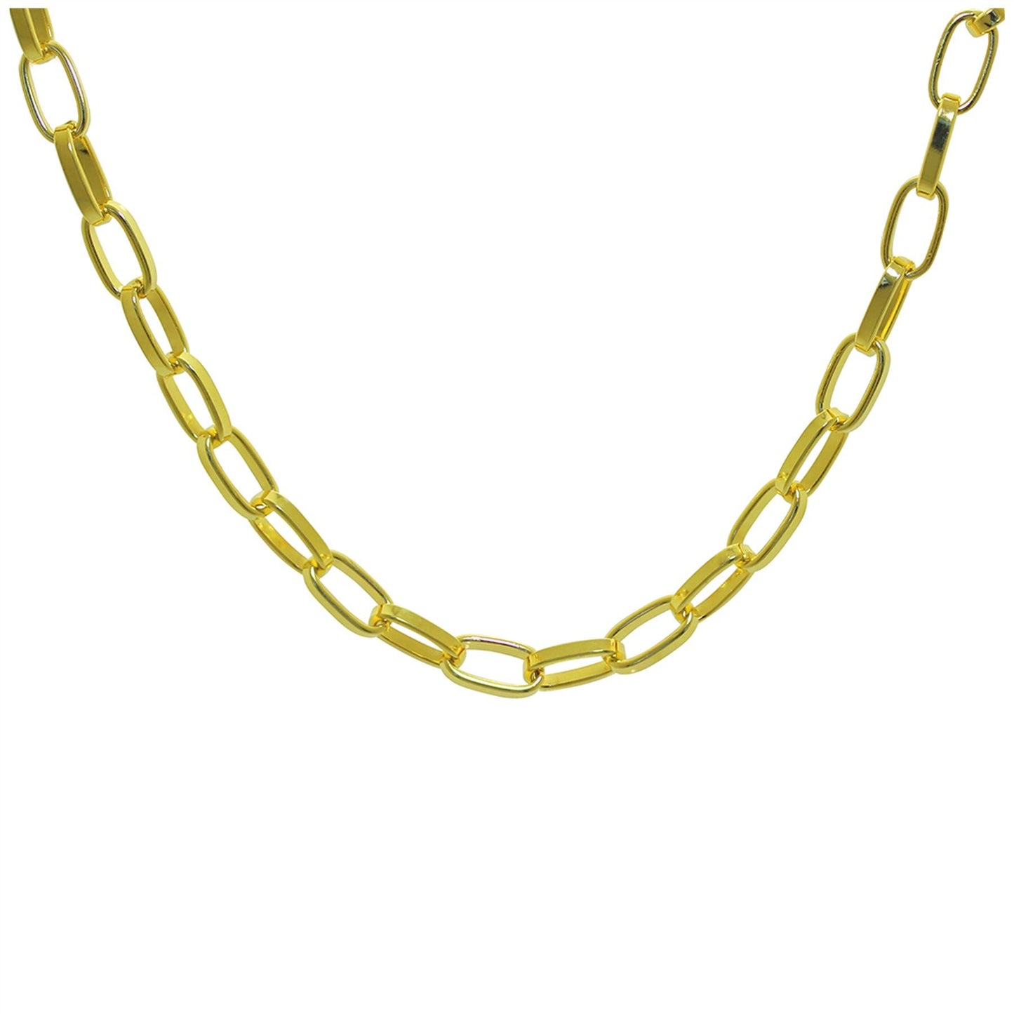 Verstellbare Halskette aus vergoldetem Sterlingsilber mit Gliederkette, 40–45 cm