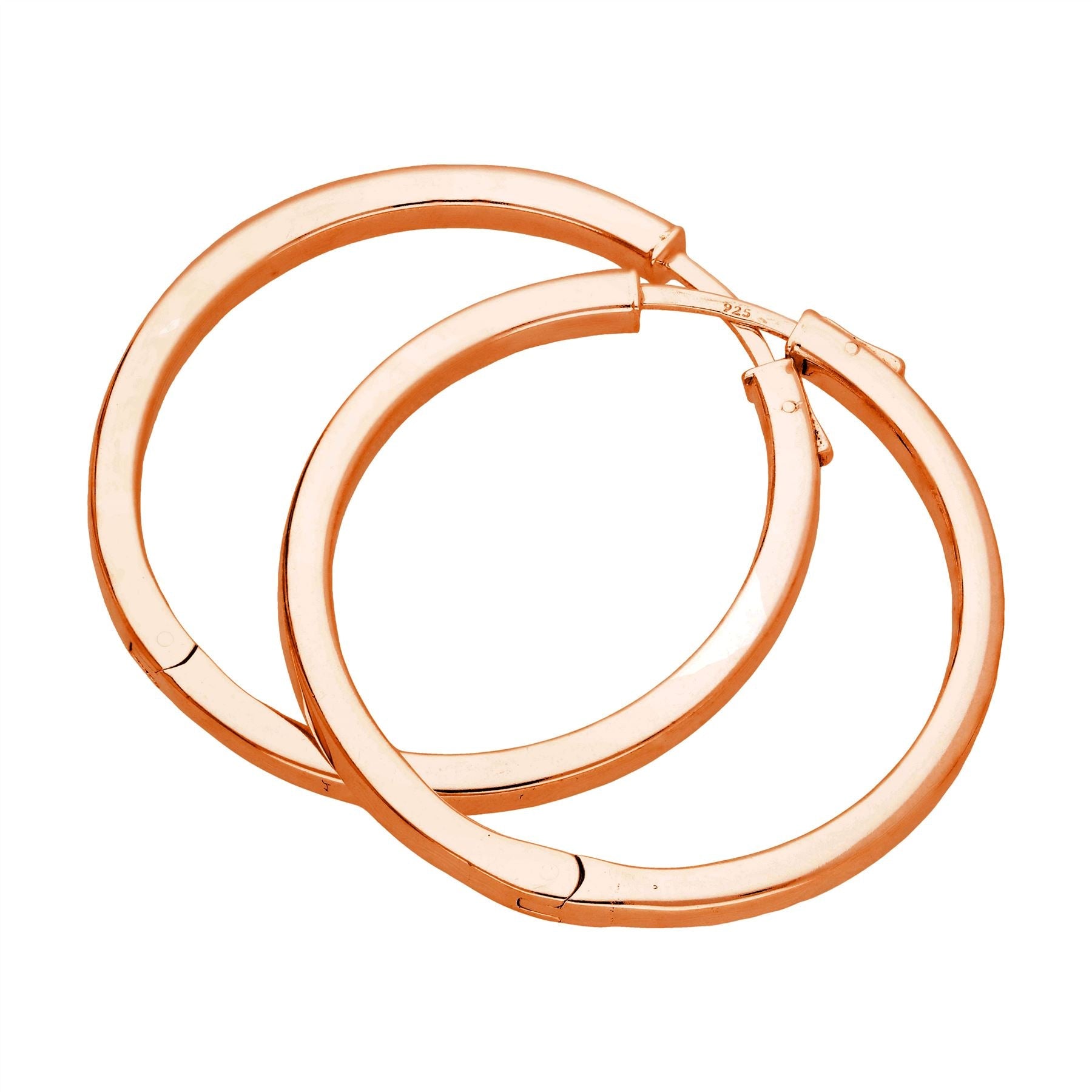 Roségold-beschichtete Sterlingsilber-Creolen mit Druckknopfverschluss, 40 mm