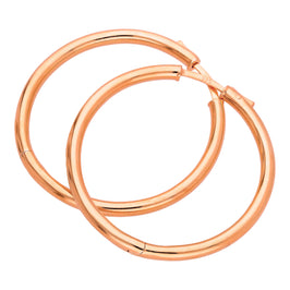 Rosévergoldet Sterlingsilber Druckknopf 40 mm Creolen Ohrringe